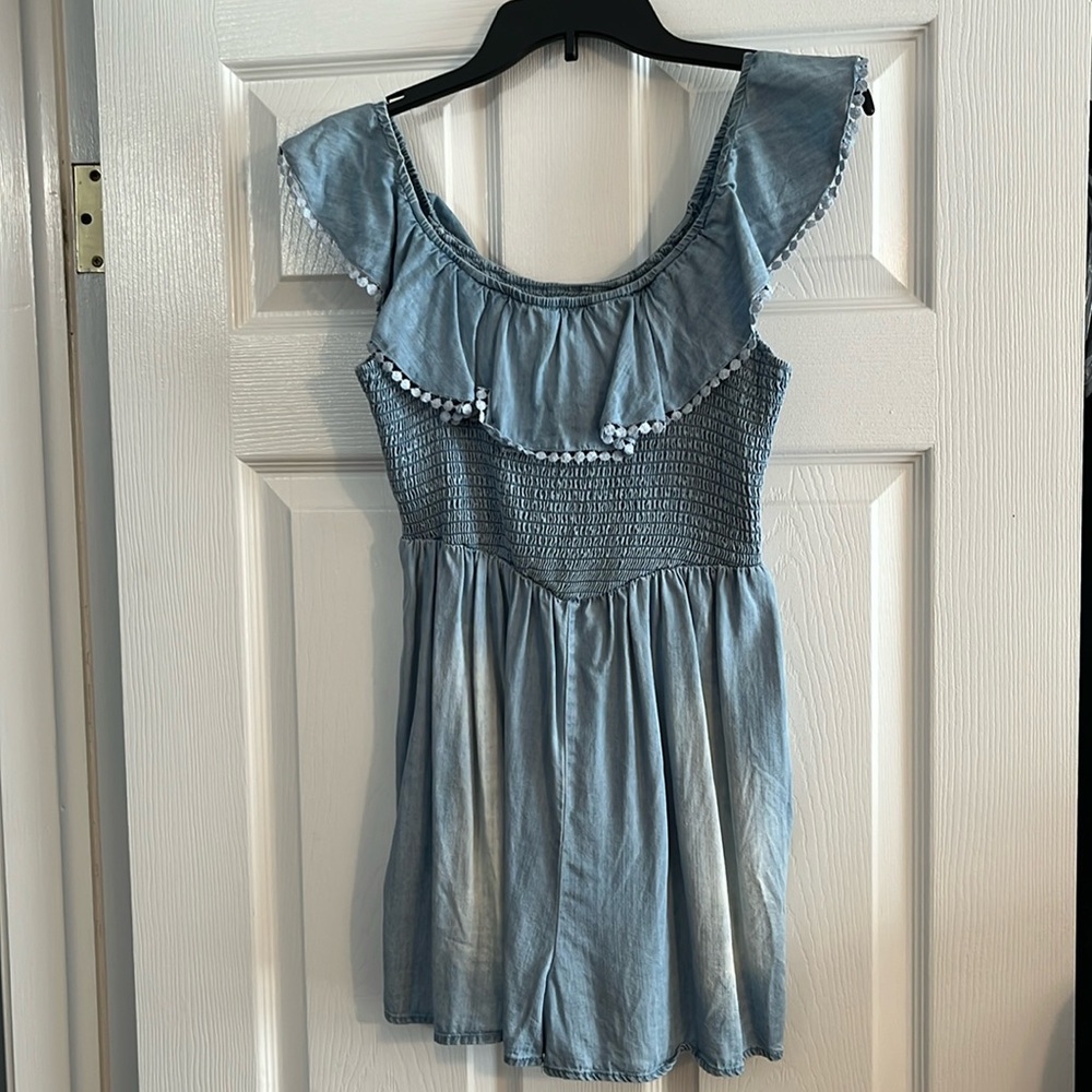 Denim shorts romper
